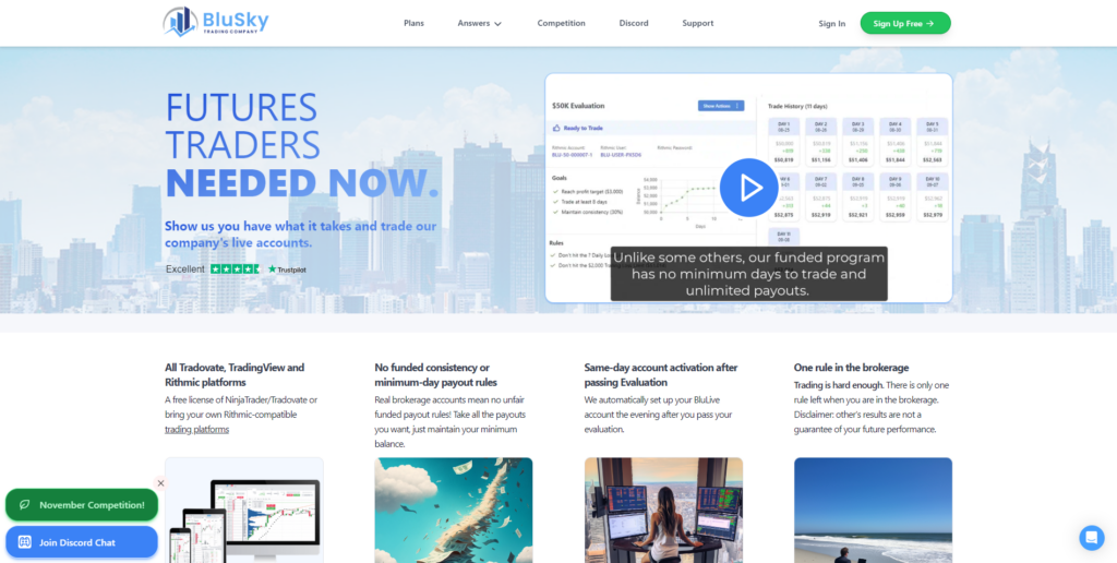 blusky trading homepage