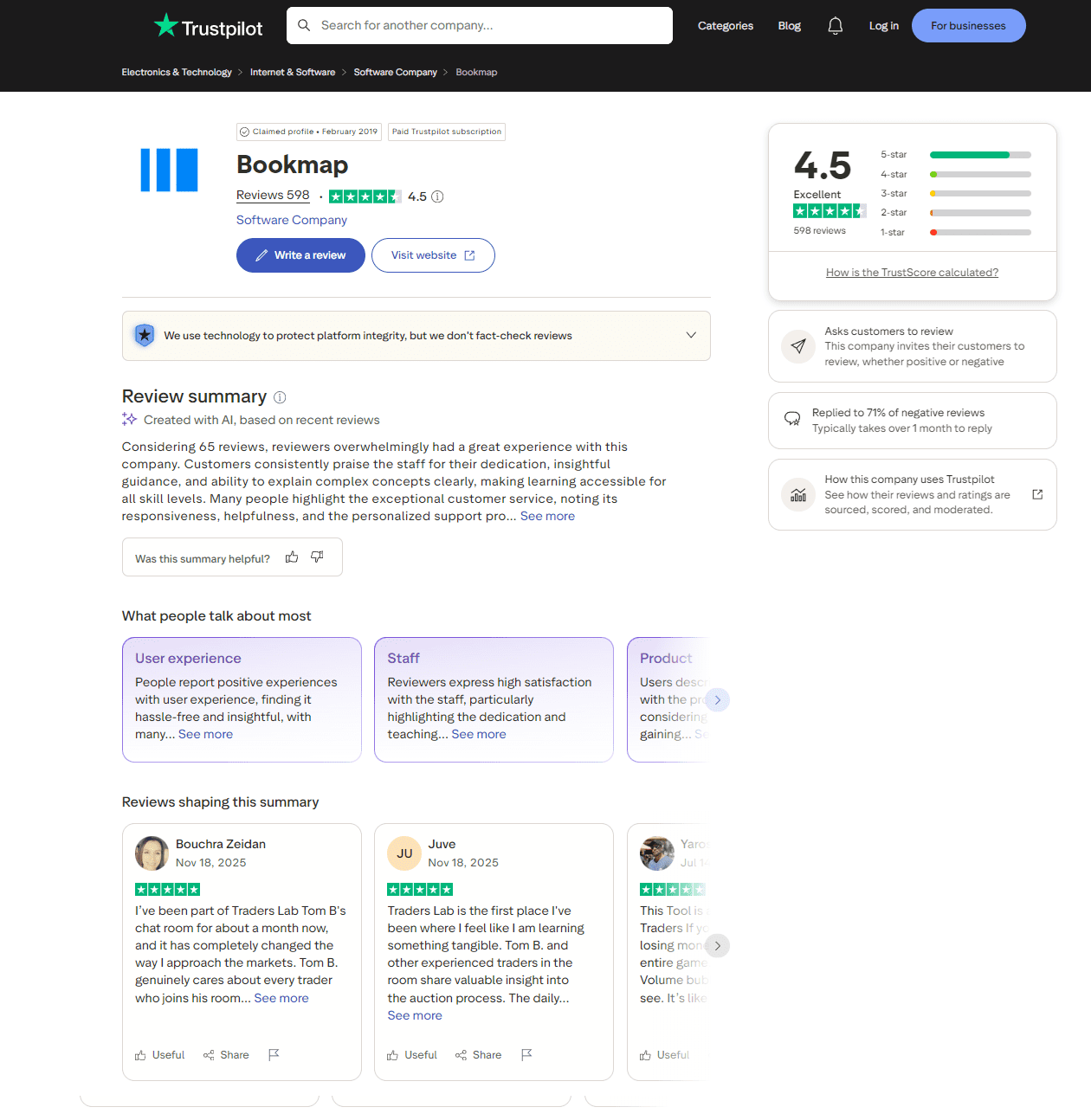 bookmap trustpilot