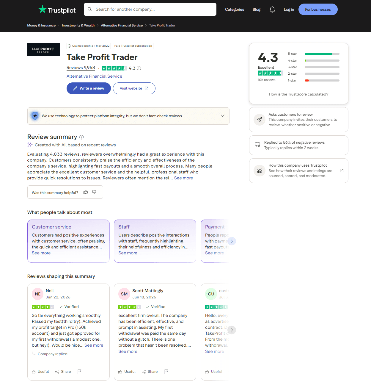 takeprofit trader trustpilot